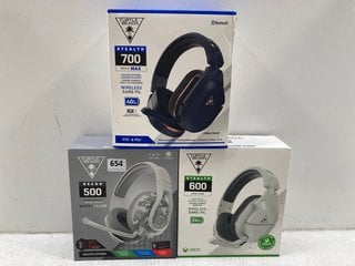 3 X ASSORTED TURTLE BEACH GAMING HEADSETS TO INCLUDE RECON 500 MULTIPLATFORM WIRED HEADSET: LOCATION - B4