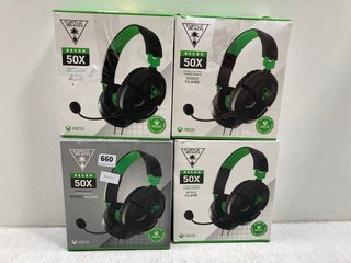 4 X TURTLE BEACH GAMING HEADSETS TO INCLUDE RECON 50X WIRED HEADSET FOR XBOX: LOCATION - B4