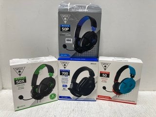 4 X ASSORTED TURTLE BEACH GAMING HEADSETS TO INCLUDE RECON 50P WIRED HEADSET FOR PS4 & PS5: LOCATION - B5