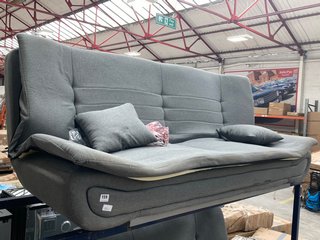 INMOZATA LINEN FABRIC SOFA BED DOUBLE 3 SEATER RECLINER SOFA IN GREY ( INCOMPLETE ): LOCATION - B5