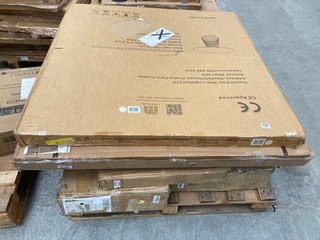 PALLET OF ASSORTED FURNITURE TO INCLUDE MMILO WHITE 1000 MARBLE TABLE TOP AND HABITAT MALTA 6 SEAT CORNER DINING SET IN GREY ( INCOMPLETE ): LOCATION - A3