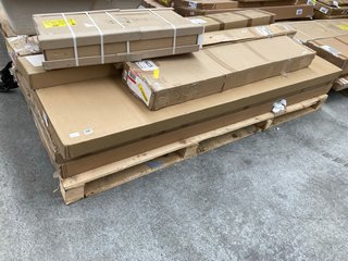 PALLET OF ASSORTED FURNITURE TO INCLUDE GUNHILDA EUROPEAN SINGLE MURPHY BED - GREY AND CURTAIN ROD SIZE H8CM X W160CM X D5CM - STAINLESS STAIN: LOCATION - A4 (KERBSIDE PALLET DELIVERY)