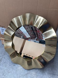 JOHN LEWIS & PARTNERS ROUND FLUTED METAL WALL MIRROR IN GOLD RRP £200: LOCATION - AR13