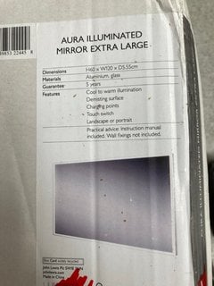 (COLLECTION ONLY) JOHN LEWIS & PARTNERS AURA ILLUMINATED MIRROR EXTRA LARGE 60CM X 120CM X 5.55CM: LOCATION - AR14