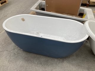 (COLLECTION ONLY) SION MATT BLUE FREESTANDING DOUBLE ENDED BATH 1645 X 745 X 580: LOCATION - B6