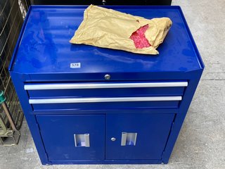 (COLLECTION ONLY) 2 DRAWER TOOL CUPBOARD WITH 2 DOORS IN BLUE: LOCATION - B7