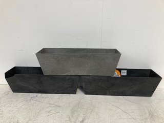 3 X ARTSTONE BALCONY TROUGH ELLA BLACK AND GREY PLANTER WITH UNIQUE DRAINAGE SYSTEM: LOCATION - B1