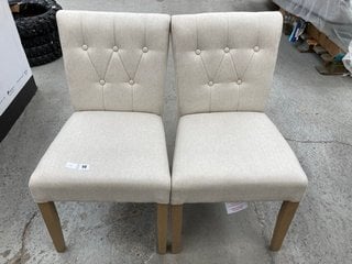 JOHN LEWIS & PARTNER MARGO BUTTON BACK DINING CHAIR BEECH WOOD/BRUSHED TWEED IN NATURAL SET OF 2: LOCATION - B1