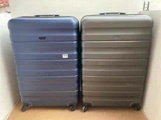 2 X JOHN LEWIS AND PARTNERS GIRONA HARDCASE SUITCASES IN DARK BLUE AND GREY: LOCATION - AR4