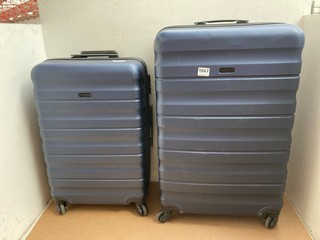 2 X JOHN LEWIS AND PARTNERS GIRONA HARDCASE SUITCASES IN DARK BLUE: LOCATION - AR4