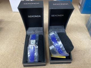 2 X SEKONDA LADIES BRACELET WATCH IN BLUE: LOCATION - AR10