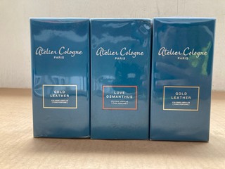 3 X ASSORTED GTELIES PARIS COLOGNE TO INCLUDE 2 X GOLD LEATHER PERFUME 200ML AND 1 X LOVE OSMANTHUS PERFUME 200ML: LOCATION - AR10