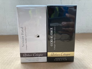 2 X ASSORTED GTELIES COLOGNE TO INCLUDE 1 X VETIVER FATAL PERFUME 200ML AND 1 X GOLD LEATHER 200ML: LOCATION - AR10