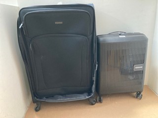 2 X SUITCASES TO INCLUDE JOHN LEWIS AND PARTNERS LARGE SUITCASE IN BLACK AND AMERICAN TOURISTER HARDCASE SUITCASE IN BLACK: LOCATION - AR13