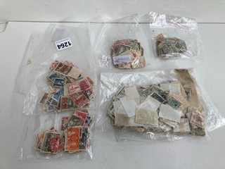 FIVE ASSORTED BAGS OF VINTAGE STAMPS: LOCATION - AR16