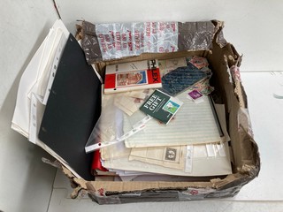 A BOX OF ASSORTED VINTAGE STAMPS, LOOSE AND ON SHEETS ETC: LOCATION - AR16