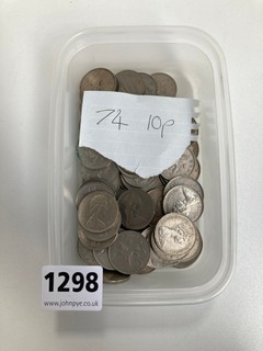 74 X VINTAGE TEN PENCE COINS: LOCATION - AR16