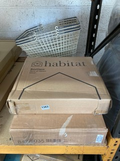 2 X HABITAT FURNITURE ITEMS TO INCLUDE 1 X BOUTIQUE NEST OF TABLES IN SILVER AND 1 X MALIBU 3 DRAWER BEDSIDE TABLE IN GREY: LOCATION - BR1