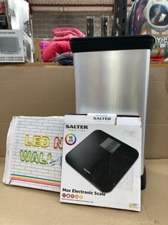 CURVER 50L DECO BIN TO INCLUDE LED NEON WALL SIGN , SALTER MAX ELECTRONIC SCALE: LOCATION - C 20