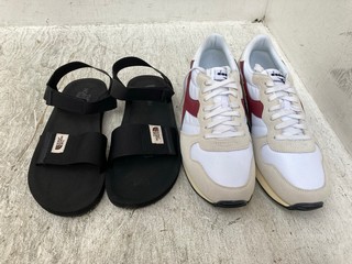 DIADORA MULTICOLOURED TRAINERS - UK SIZE: 10.5 TO INCLUDE THE NORTH FACE SKEENA SANDALS IN BLACK - UK SIZE: 10: LOCATION - D 13