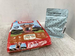 PEARL CAT LITTER WITH MILLET TO INCLUDE CHAPPIE CHICKEN FLAVOURED DOG FOOD 15KG - BBE: 28/11/2025: LOCATION - D 13