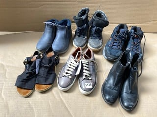 QTY OF ASSORTED SHOES TO INCLUDE SKECHERS AIR COOLED MEMORY FOAM BOOTS IN NAVY - UK SIZE: 4: LOCATION - D 12