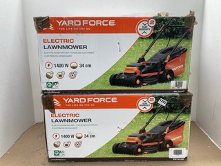 2 X YARD FORCE ELECTRIC LAWNMOWER 1400W: LOCATION - D 7