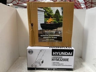 HYUNDAI LAWNMOWER HYM3200E TO INCLUDE IVY LIVING OUTDOOR WINDEMERE FREE BOWL IN BLACK: LOCATION - A14