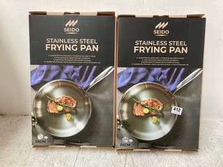 2 X SEIDO STAINLESS STEEL FRYING PAN 24CM: LOCATION - A18