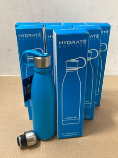 8 X HYDRATE SUPER INSULATED 500ML BOTTLE TO INCLUDE NEON BLUE COLOUR: LOCATION - B21