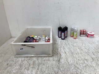 QTY OF ASSORTED VAPE ACCESSORIES TO INCLUDE FUGLY BUT FRUITY BLACKCURRANT AND CHERRY E LIQUID (PLEASE NOTE: 18+YEARS ONLY. ID MAY BE REQUIRED): LOCATION - B18