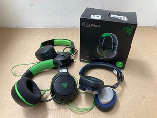 4 X ASSORTED HEADSETS TO INCLUDE RAZER KIARA PRO FOR XBOX WIRELESS HEADSET: LOCATION - B17