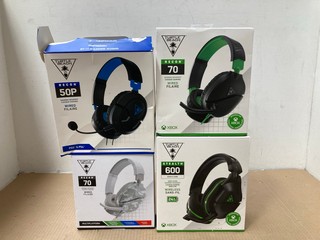 4 X ASSORTED HEADSETS TO INCLUDE TURTLE BEACH RECON 50P WIRED HEADPHONES: LOCATION - B16