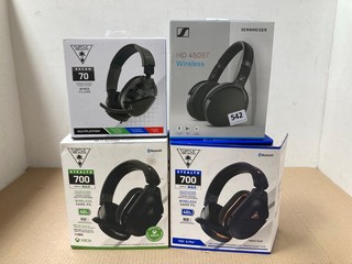 4 X ASSORTED HEADSETS TO INCLUDE SENNHEISER HD 450 BT WIRELESS HEADPHONES: LOCATION - B16