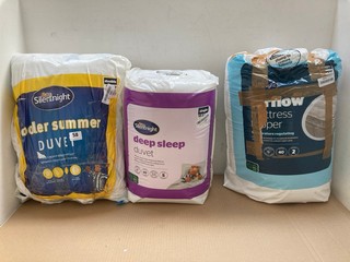 3 X ASSORTED SILENT NIGHT ITEMS TO INCLUDE COOL SUMMER DOUBLE DUVET: LOCATION - A1