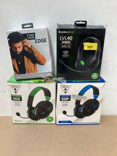 4 X HEADSETS TO INCLUDE TURTLE BEACH RECON 50P WIRED GAMING HEADSET: LOCATION - B13