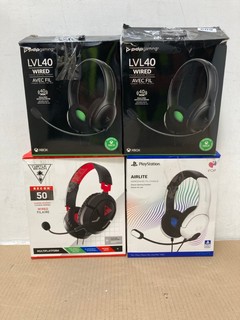 4 X HEADSETS TO INCLUDE PDP GAMING LVL40 WIRED STEREO GAMING HEADSET: LOCATION - B13