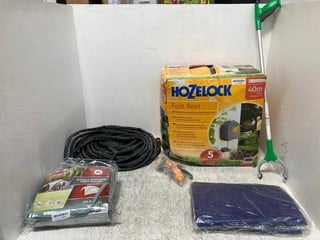 QTY OF OUTDOOR ITEMS TO INCLUDE HOZELOCK FAST REEL 40M EASY REWIND WALL MOUNTED HOSE REEL: LOCATION - B 3