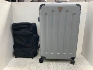 LUGG WHEELED HARD SHELL SUITCASE IN GREY - SIZE: 51 x 29 x 77 CM TO INCLUDE WHEELED SOFT SHELL SUITCASE IN BLACK: LOCATION - C 16