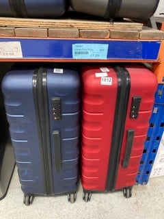 2 X JOHN LEWIS & PARTNERS MEDIUM HARD SHELL SUITCASES IN NAVY AND RED: LOCATION - BR2