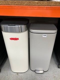 JOHN LEWIS & PARTNERS TOP TOUCH WASTE BIN IN WHITE TO INCLUDE PEDAL WASTE BIN IN MATT GREY: LOCATION - BR4