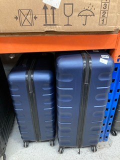 JOHN LEWIS & PARTNERS LARGE HARD SHELL SUITCASE TO INCLUDE MEDIUM SUITCASE IN NAVY: LOCATION - BR5