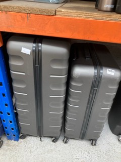 JOHN LEWIS & PARTNERS LARGE HARD SHELL SUITCASE TO INCLUDE MEDIUM SUITCASE IN GREY: LOCATION - BR5