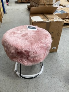 NATIVE METAL BASE SHEEPSKIN STOOL IN PINK: LOCATION - BR8