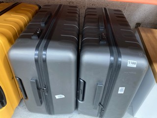 2 X JOHN LEWIS & PARTNERS LARGE HARD SHELL 4-WHEEL SUITCASES IN GREY: LOCATION - BR13