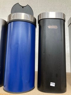 2 X JOHN LEWIS & PARTNERS TOP TOUCH WASTE BINS IN BLACK AND BLUE: LOCATION - BR14