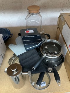 QTY OF ASSORTED HOUSEHOLD ITEMS TO INCLUDE JOHN LEWIS & PARTNERS DOUBLE WALL COFFEE PRESS IN STAINLESS STEEL: LOCATION - BR14