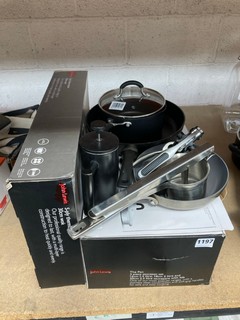 QTY OF ASSORTED HOUSEHOLD ITEMS TO INCLUDE JOHN LEWIS & PARTNERS SMALL DOUBLE WALLED COFFEE PRESS IN BLACK: LOCATION - BR14