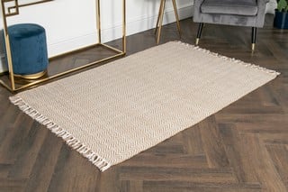 ZIG ZAG JUTE & COTTON FLOOR RUG IN NATURAL : SIZE 120 X 180CM - RRP £280: LOCATION - CR8