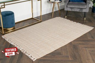 ZIG ZAG JUTE & COTTON FLOOR RUG IN NATURAL : SIZE 120 X 180CM - RRP £280: LOCATION - CR8